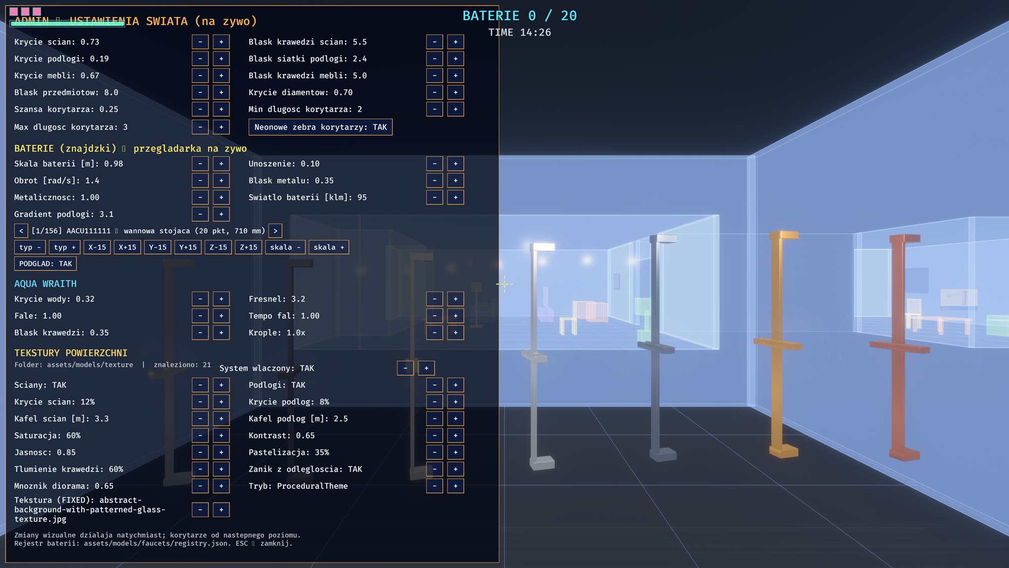 PRISMATIX — panel debugowy i statystyki poziomu