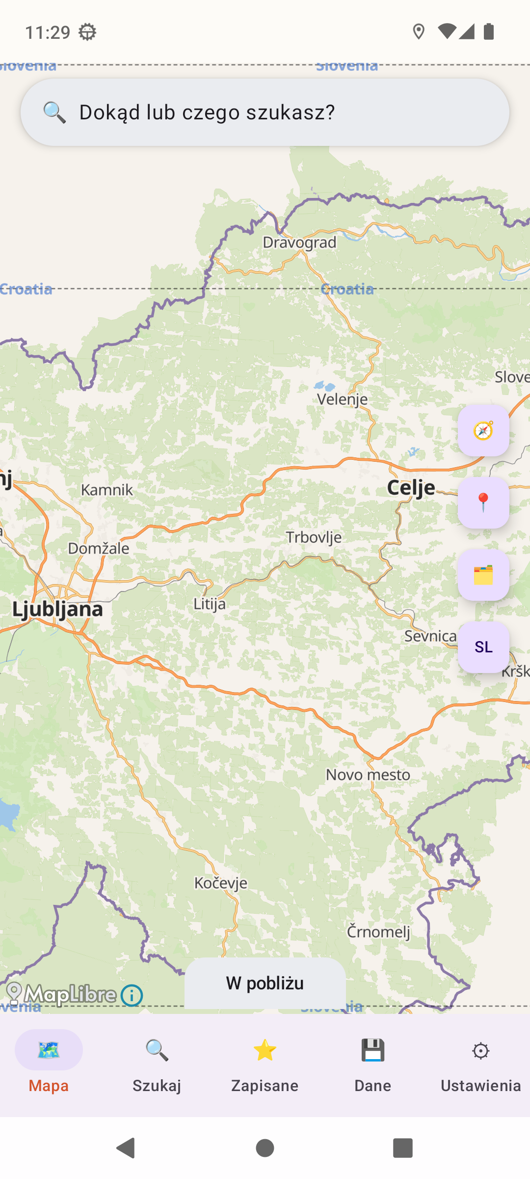 Warstwa rzeźby terenu z modelu Copernicus DEM na mapie Słowenii